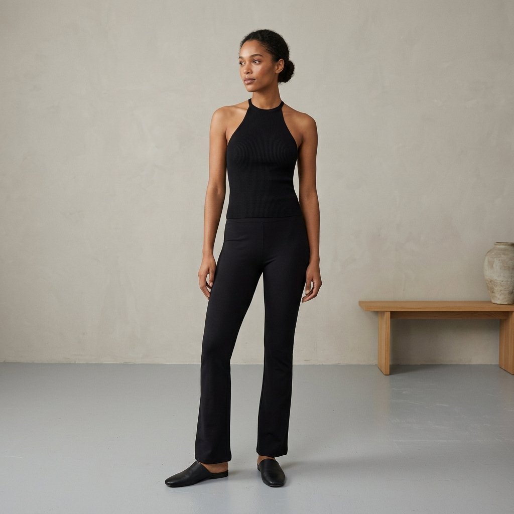Model wearing halter neck top