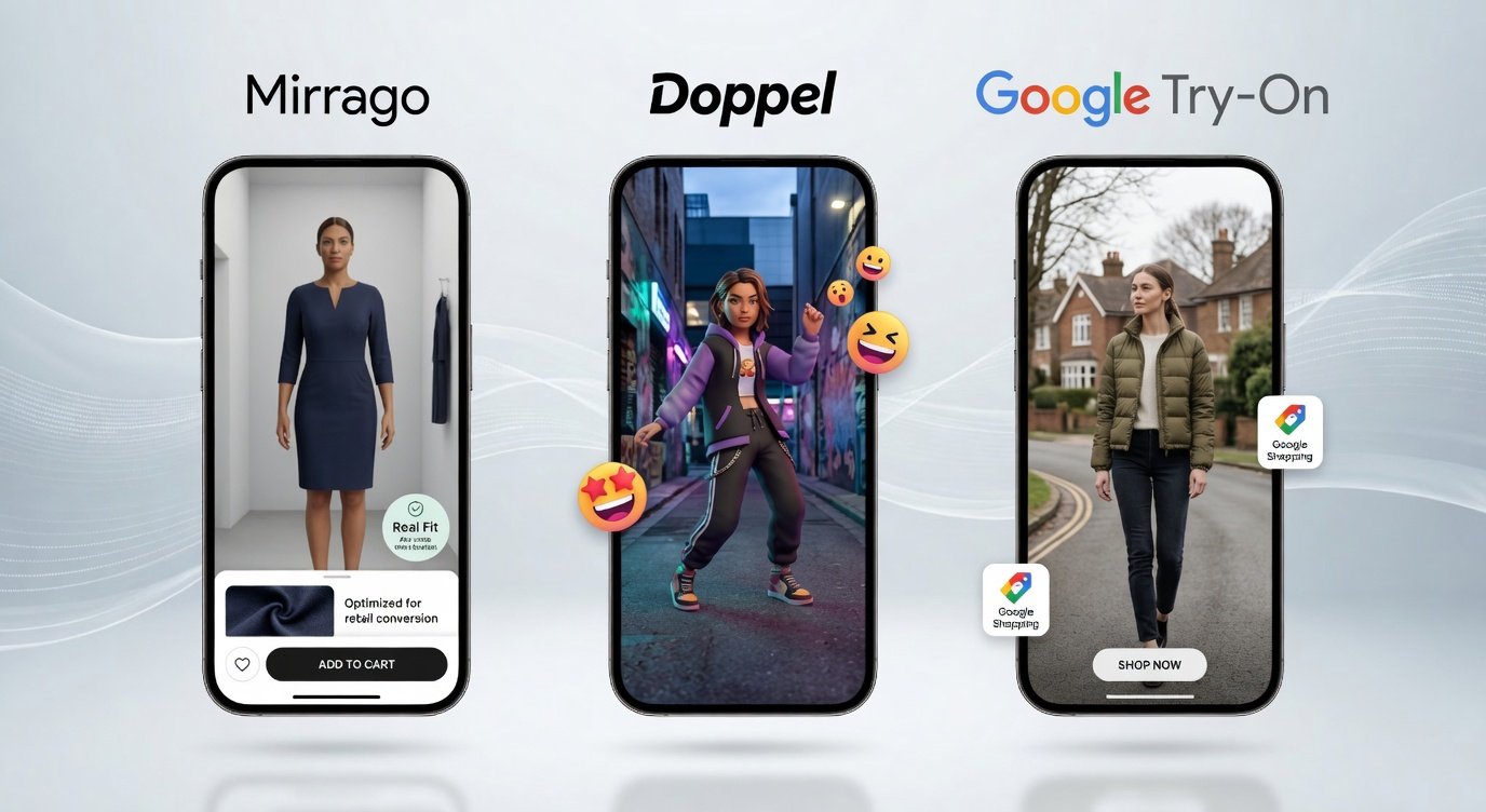 Mirrago vs Doppel vs Google Try-On: Honest Comparison for Fashion eCommerce
